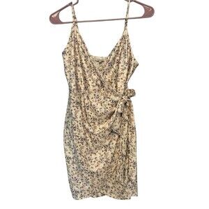 Faux Wrap Floral Mini Dress Spaghetti Strap V Neck Size Medium Romantic Fairy